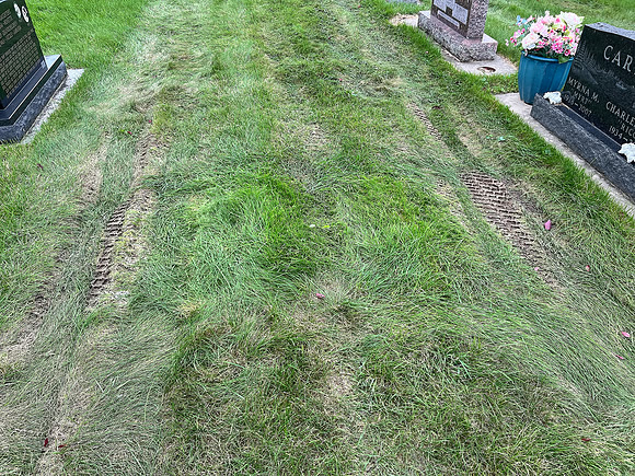 The truck left deep impressions (I'd estimate 4-5 inches) that need to be filled.