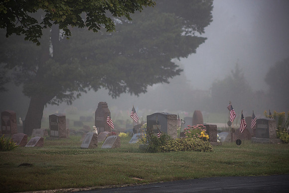 Fog at Holy Cross Catholic Cemetery, Caledonia, Wis.