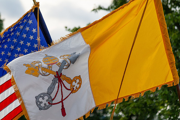 Vatican and U.S. flags