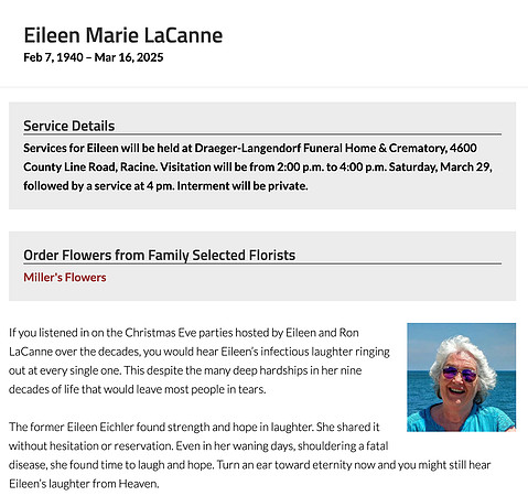 Eileen LaCanne Obituary